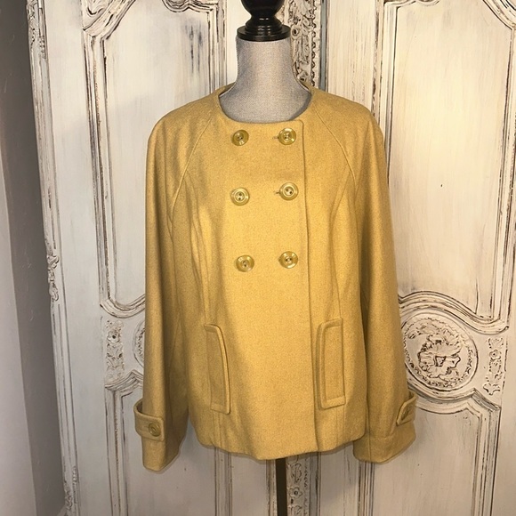 Mossimo Wool Blend Collarless Double Breasted Dusty Mustard Jacket Size XXL - Picture 1 of 15